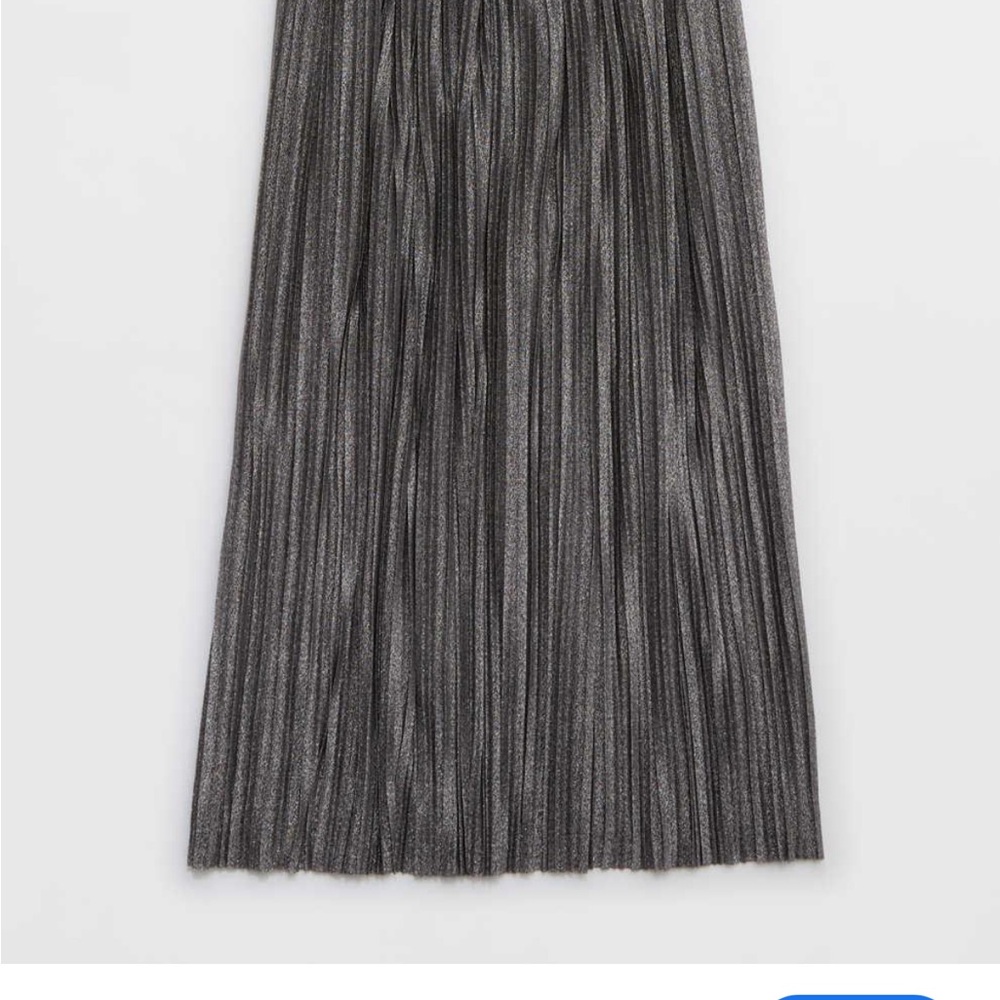 Aerie Balletcore Maxi Gray Shiny Pleated Skirt